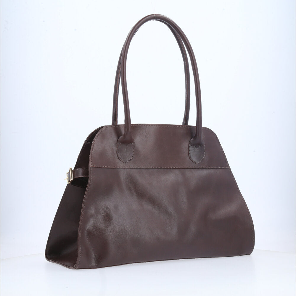 Bolsa Feminina de Couro Elegante com Alça de Ombro Marrom escuro