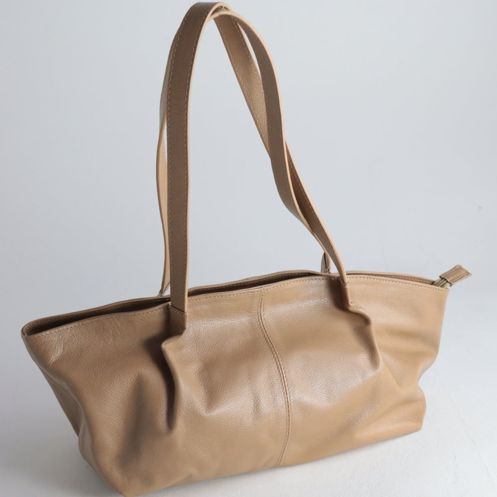 Bolsa de Ombro Feminina em Couro Bege