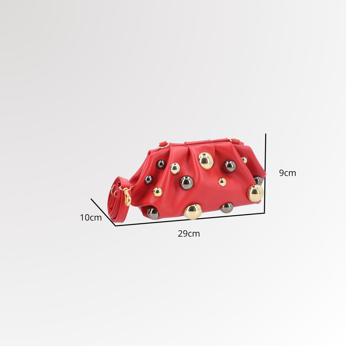 Bolsa em Couro Estilo Clutch com Apliques Metalizado Vermelho