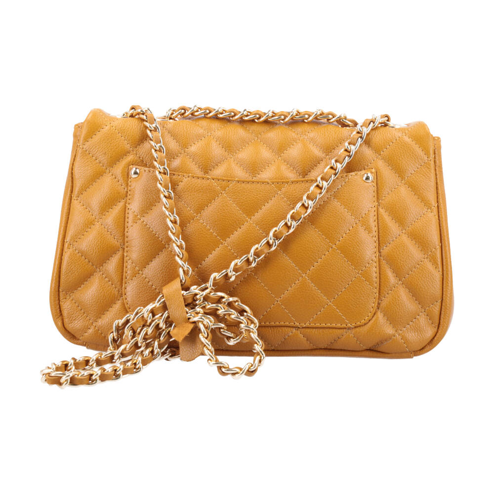 Bolsa Feminina Média Transversal Em Couro Legítimo Matelassê Amarelo