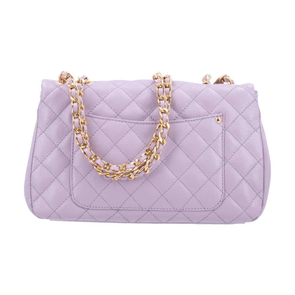 Bolsa Feminina Média Transversal Em Couro Legítimo Matelassê Lilas