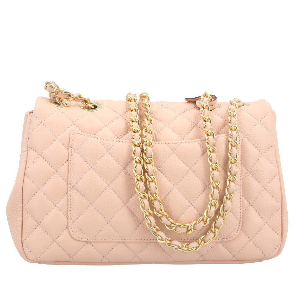 Bolsa Feminina Média Transversal Em Couro Legítimo Matelassê Rose