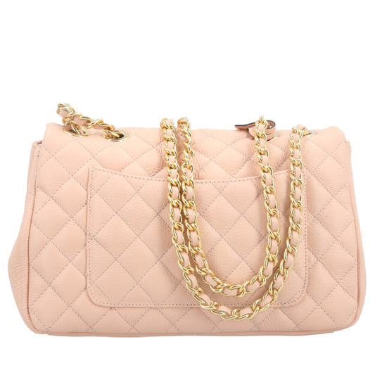 Bolsa Feminina Média Transversal Em Couro Legítimo Matelassê Rose