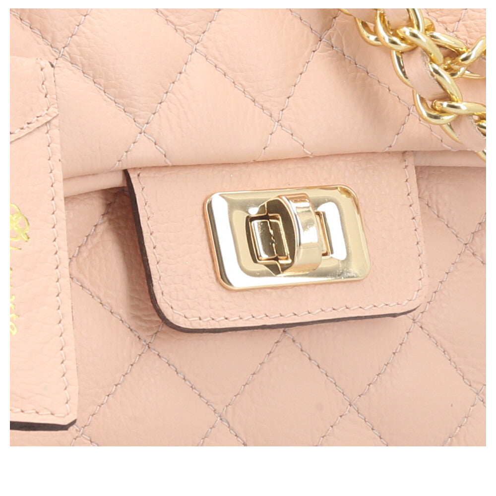 Bolsa Feminina Média Transversal Em Couro Legítimo Matelassê Rose