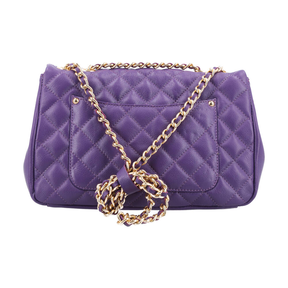 Bolsa Feminina Média Transversal Em Couro Legítimo Matelassê Roxo