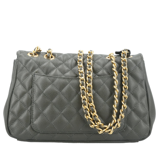 Bolsa Feminina Média Transversal Em Couro Legítimo Matelassê Verde