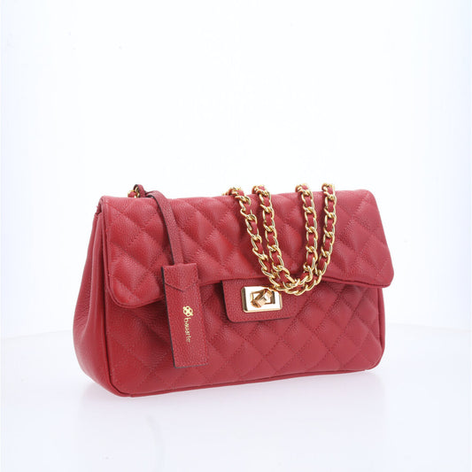 Bolsa Feminina Média Transversal Em Couro Legítimo Matelassê Vermelho