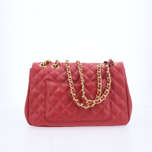 Bolsa Feminina Média Transversal Em Couro Legítimo Matelassê Vermelho