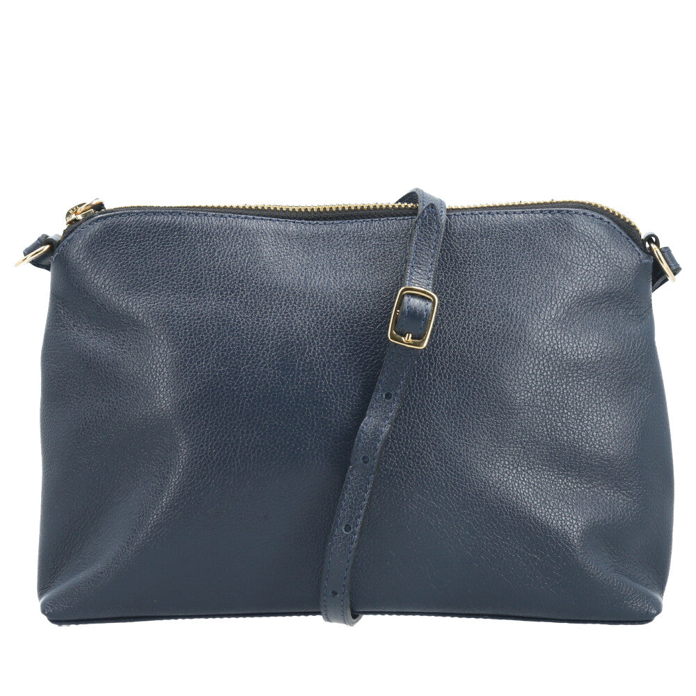 Bolsa Crossbody em Couro Azul escuro