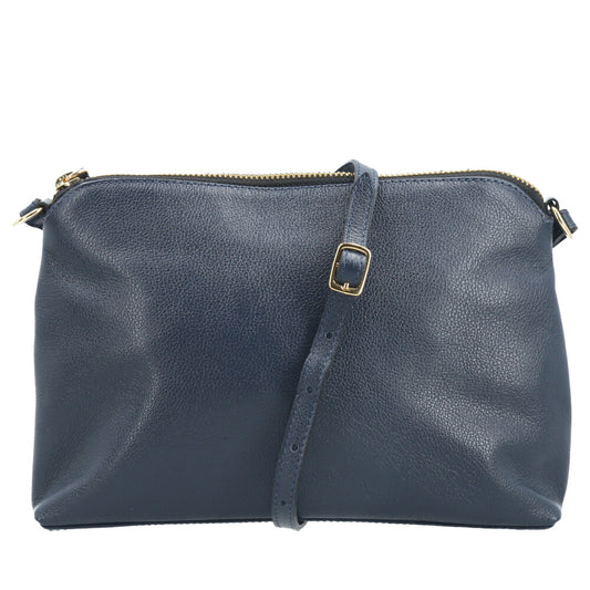 Bolsa Crossbody em Couro Azul escuro
