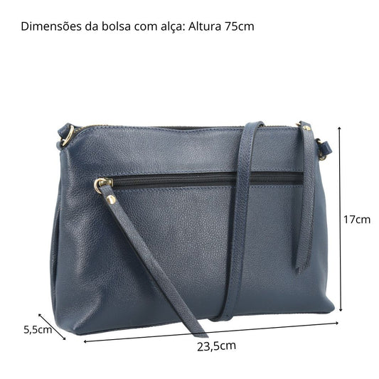 Bolsa Crossbody em Couro Azul escuro