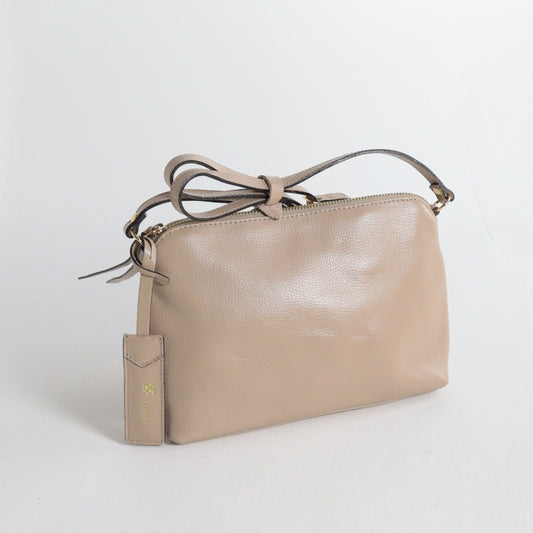 Bolsa Crossbody em Couro Bege