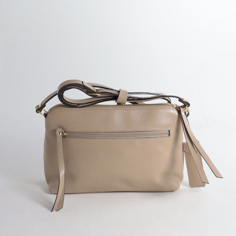 Bolsa Crossbody em Couro Bege