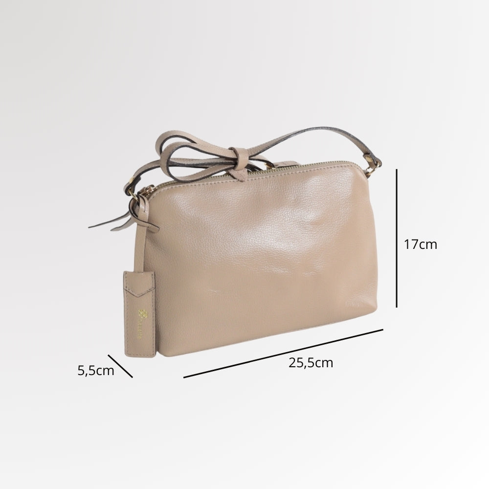 Bolsa Crossbody em Couro Bege