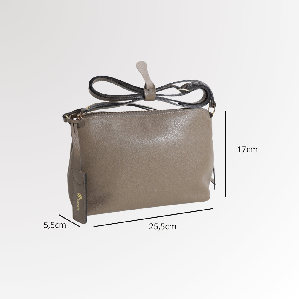 Bolsa Crossbody em Couro Caqui