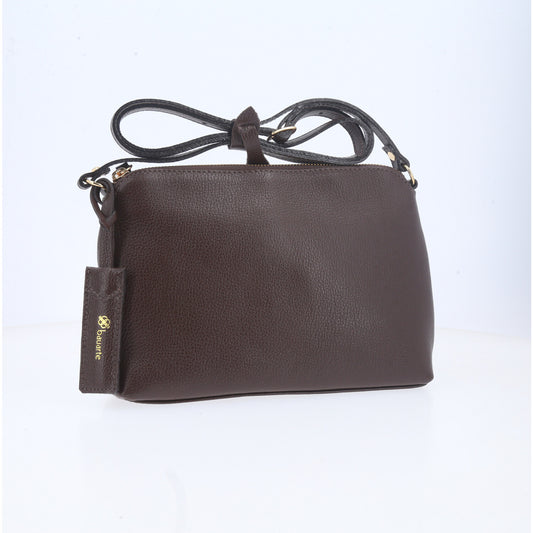 Bolsa Crossbody em Couro Marrom escuro