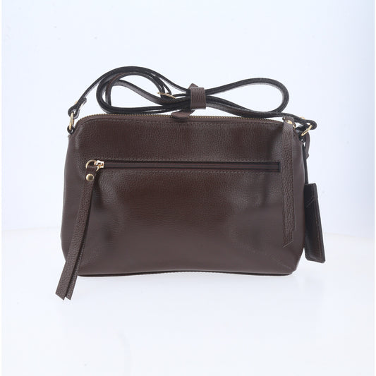 Bolsa Crossbody em Couro Marrom escuro