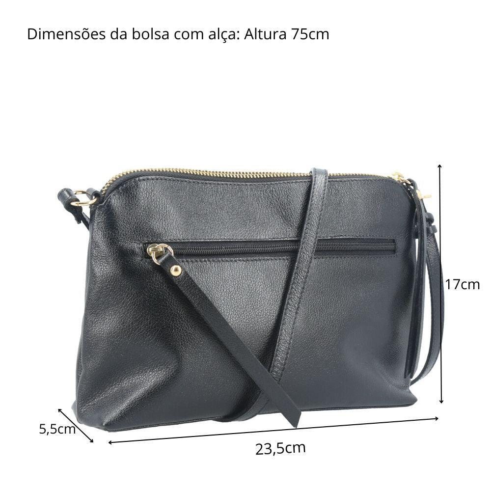Bolsa Crossbody em Couro Preto