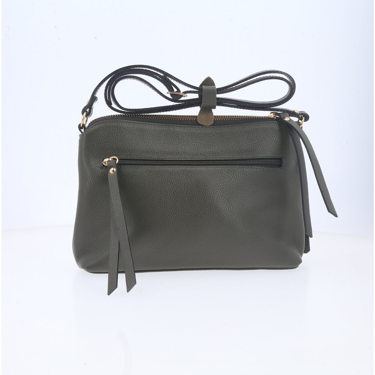 Bolsa Crossbody em Couro Verde escuro