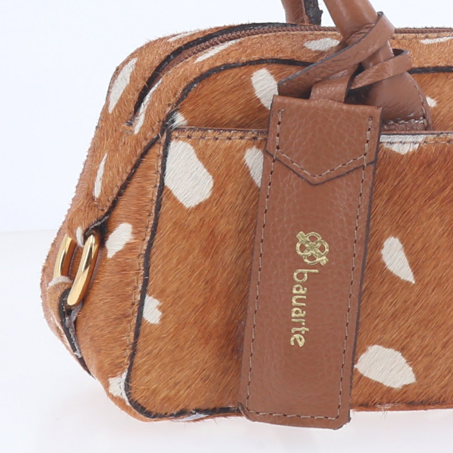 Bolsa Wishin Pampa em Couro com Estampa Animal Print Caramelo