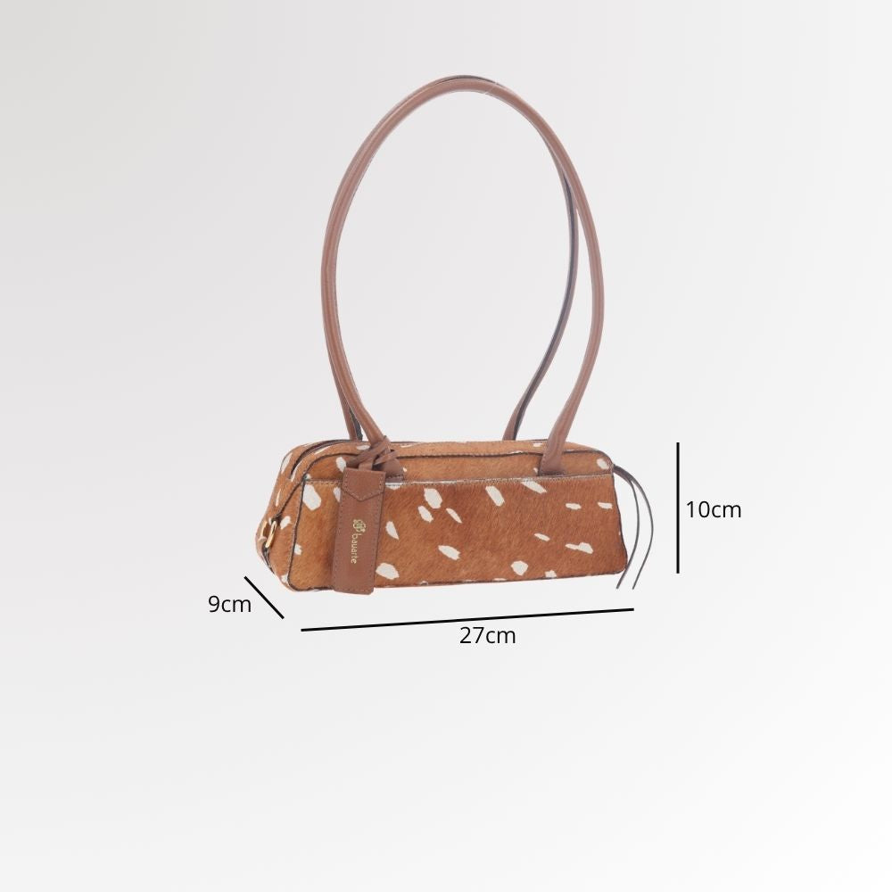 Bolsa Wishin Pampa em Couro com Estampa Animal Print Caramelo