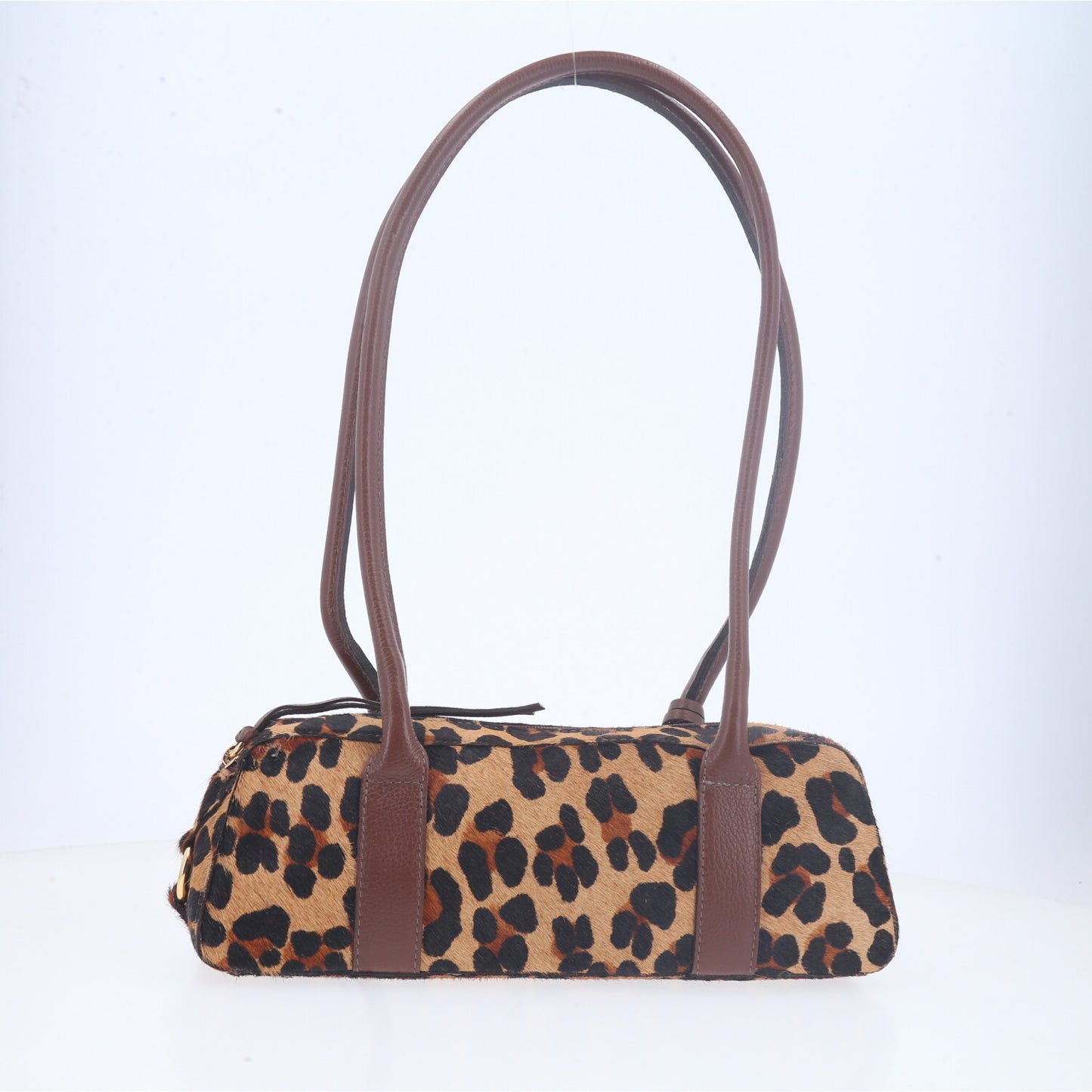 Bolsa Wishin Pampa em Couro com Estampa Animal Print Marrom