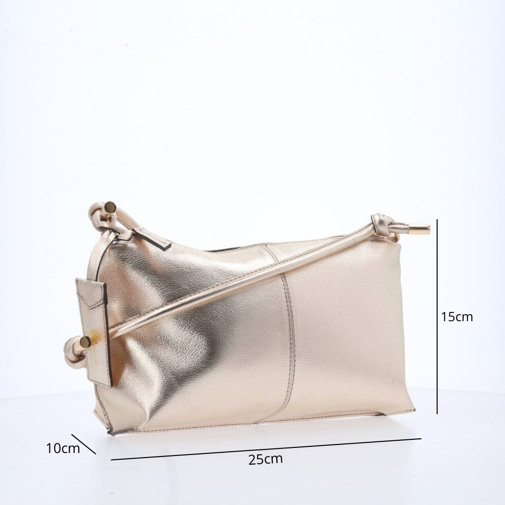 Bolsa Transversal Metalizada Ouro claro