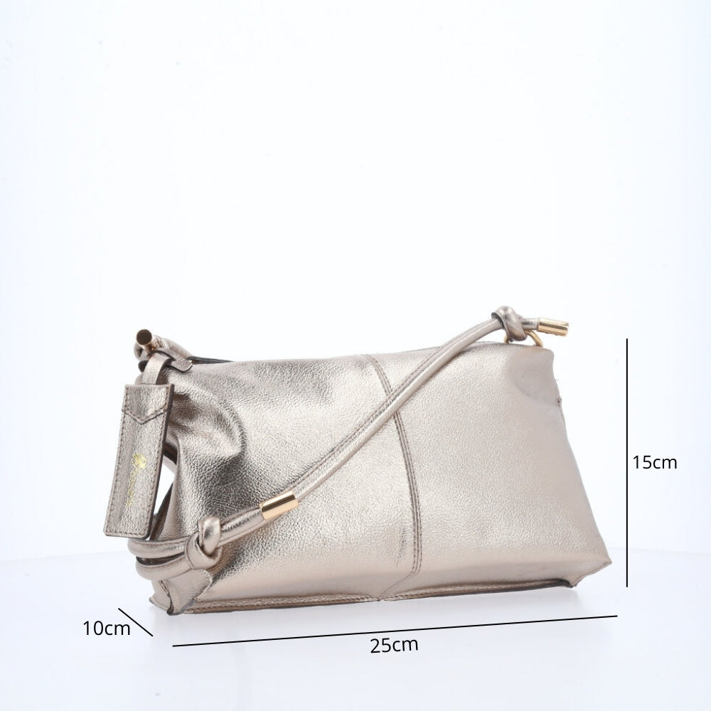 Bolsa Transversal Metalizada Prata velha