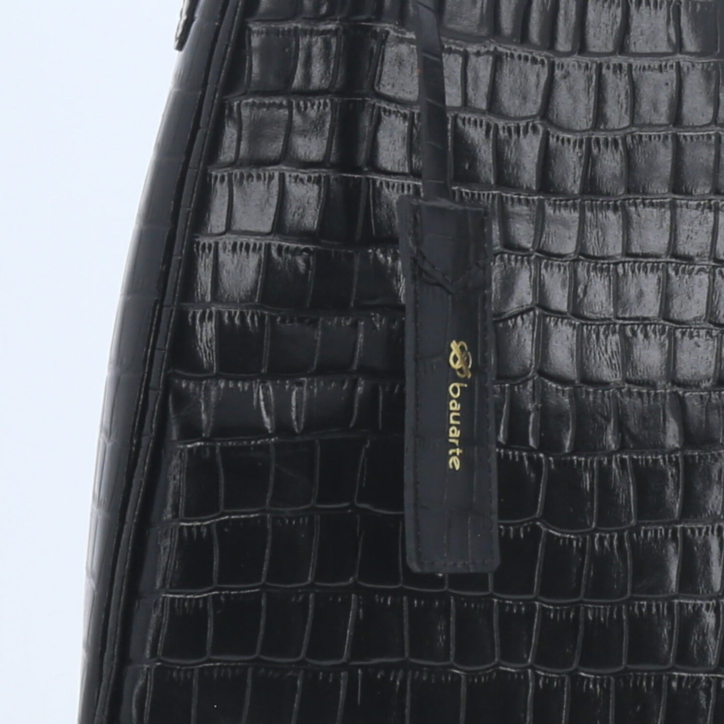 Bolsa Shoulder em Couro Croco Preto