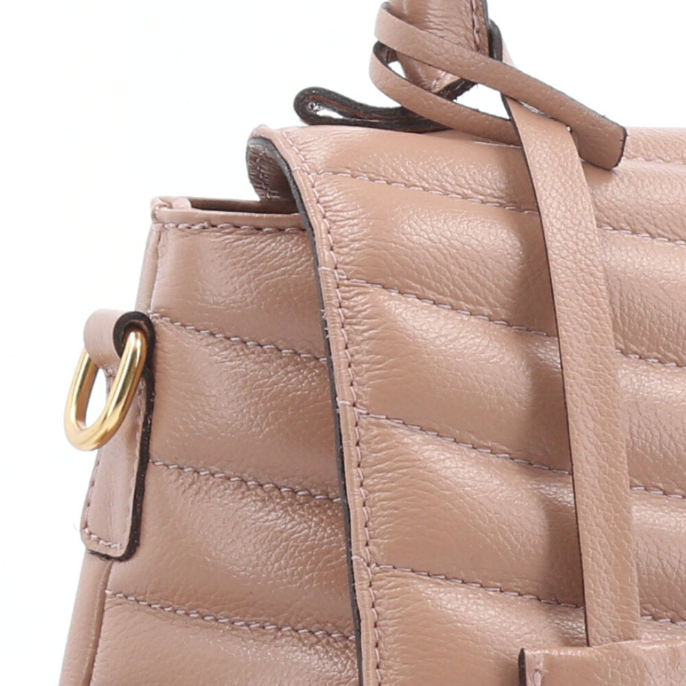 Bolsa Feminina de Couro Matelasse com alça Fixa Bege