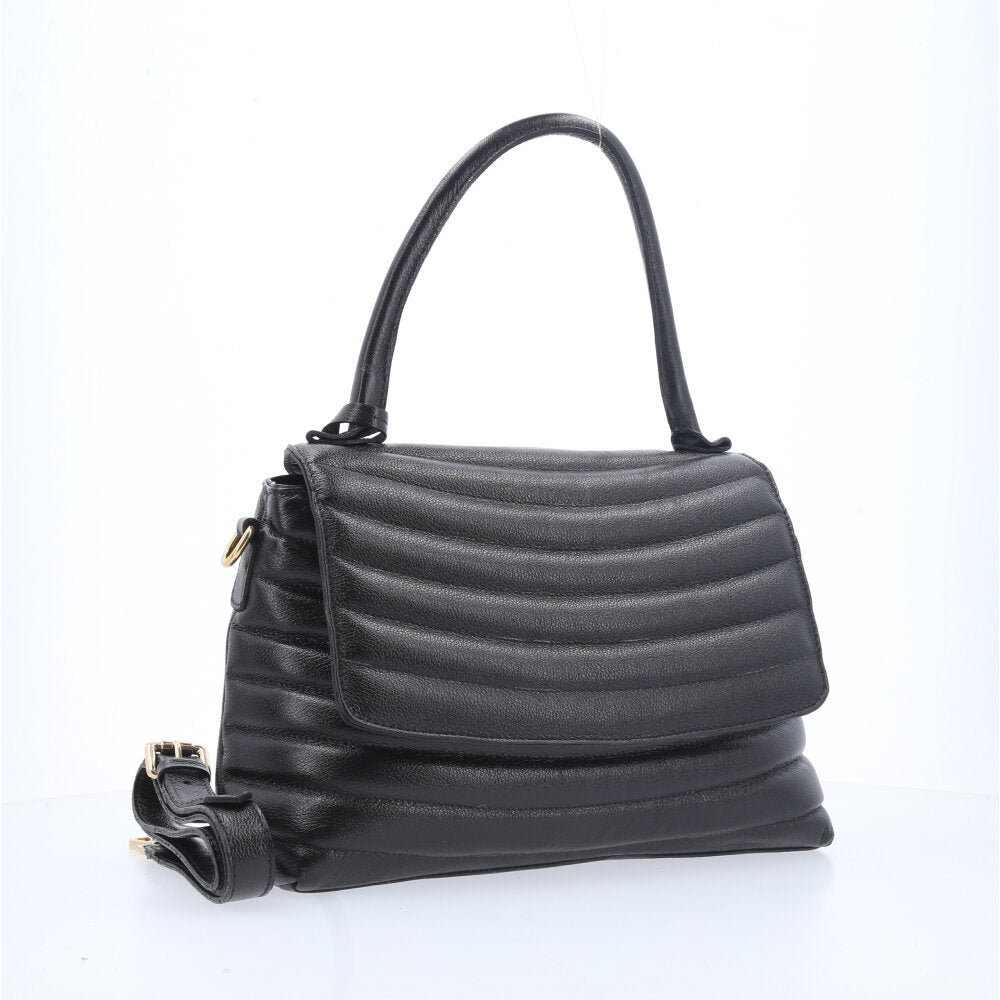 Bolsa Feminina de Couro Matelasse com alça Fixa Preto