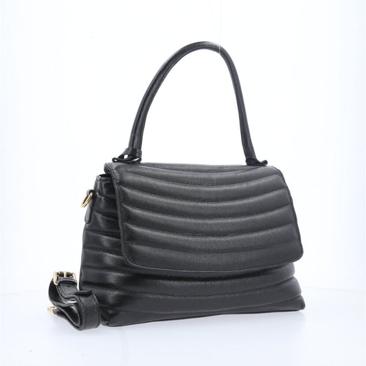 Bolsa Feminina de Couro Matelasse com alça Fixa Preto