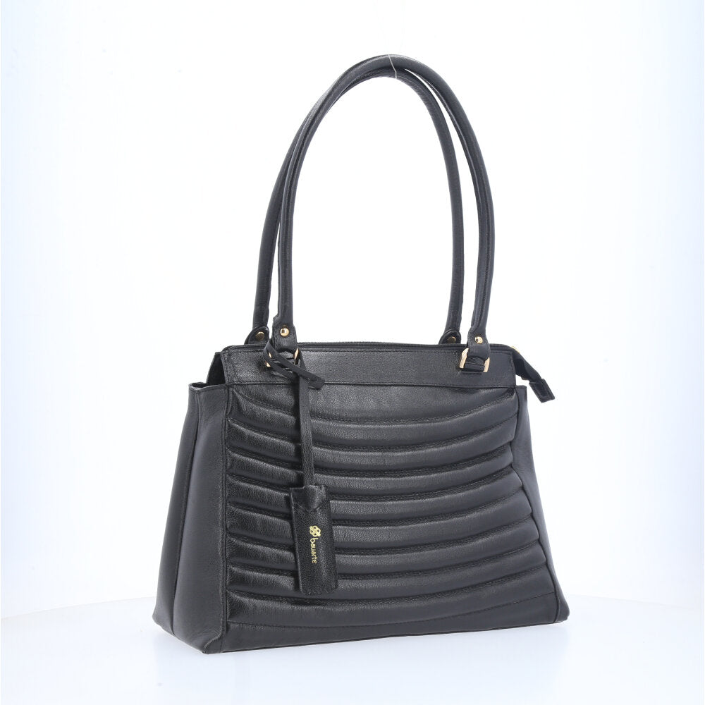Bolsa Feminina de Couro Matelassê de Ombro Preto