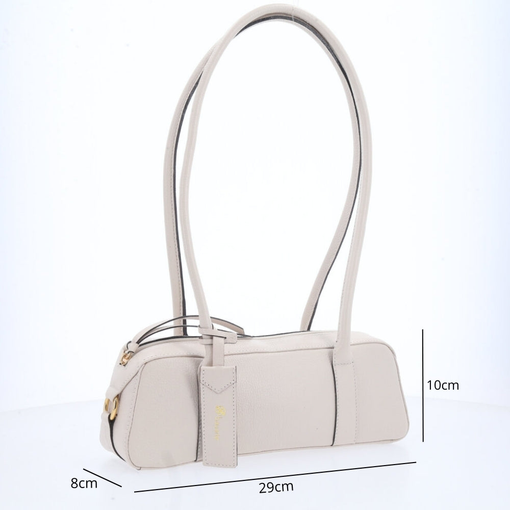 Bolsa Baguete com Alça Alongada Marfim