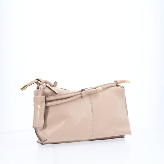 Bolsa Transversal Feminina em Couro Bege