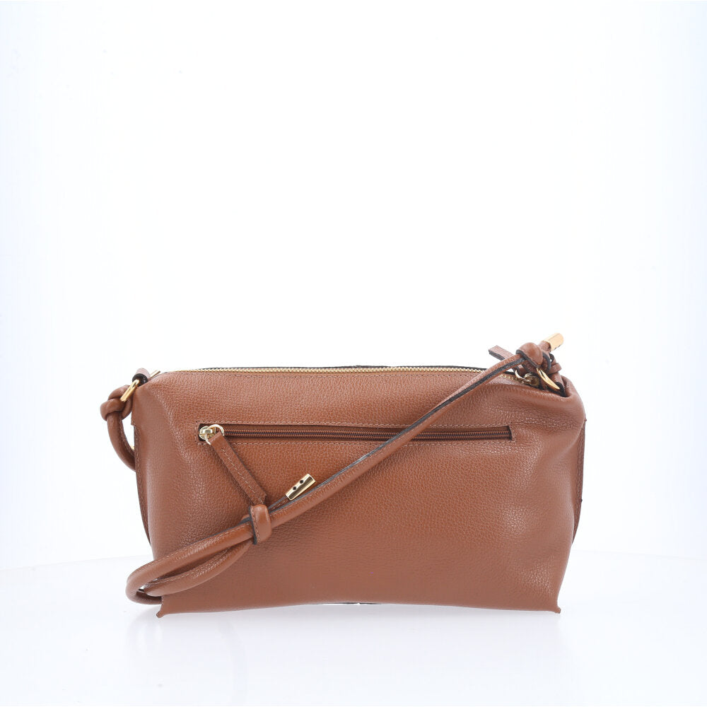 Bolsa Transversal Feminina em Couro Caramelo