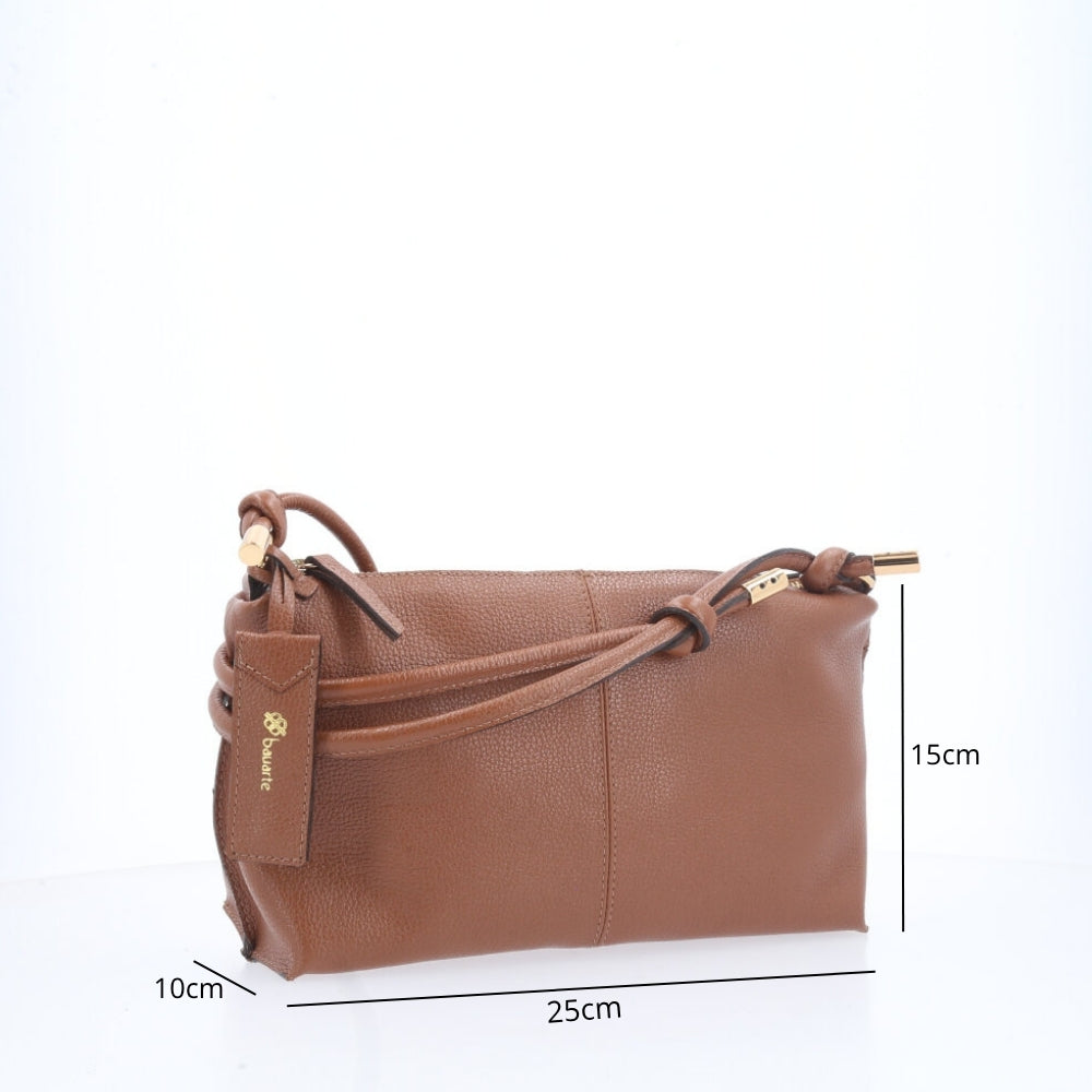 Bolsa Transversal Feminina em Couro Caramelo