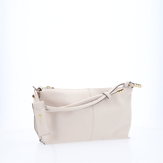 Bolsa Transversal Feminina em Couro Marfim