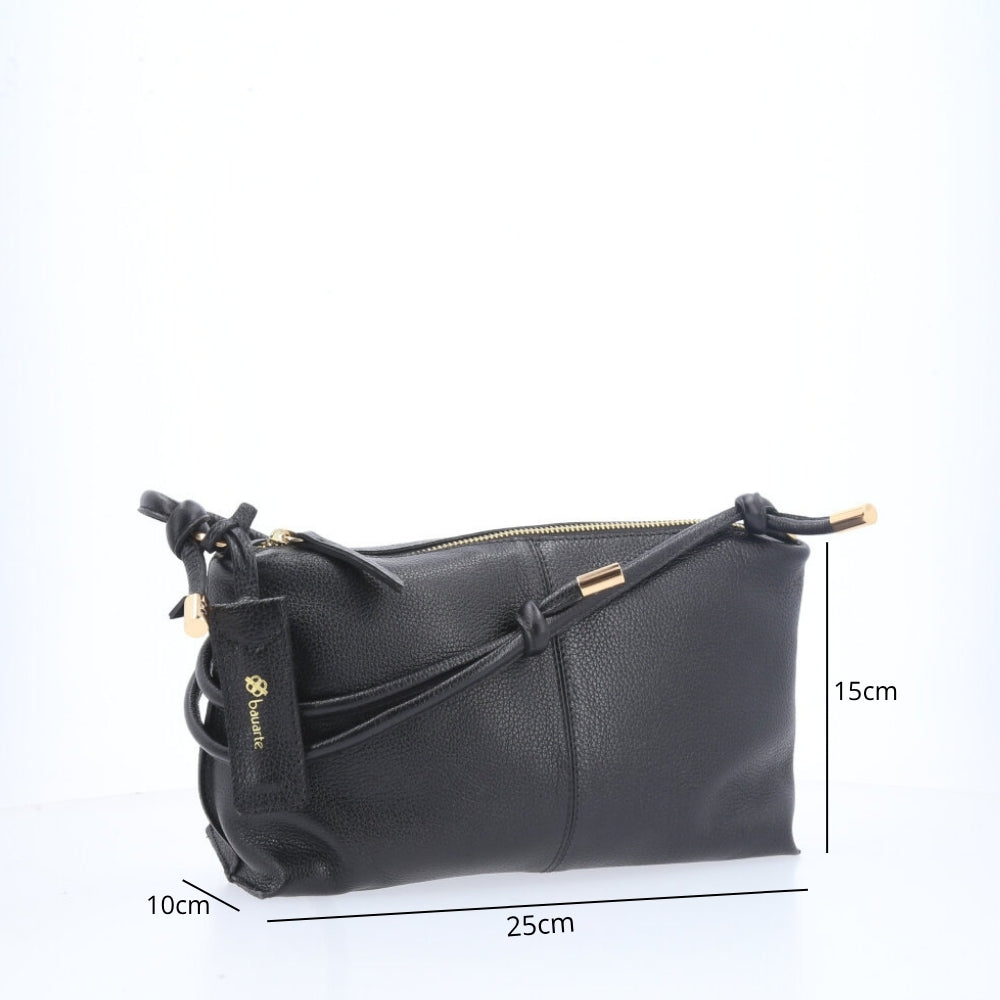 Bolsa Transversal Feminina em Couro Preto