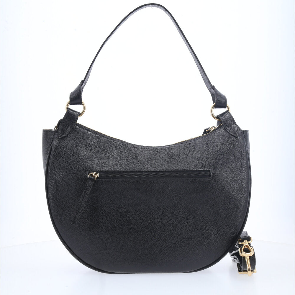 Bolsa Meia Lua de Couro Trançada Preto