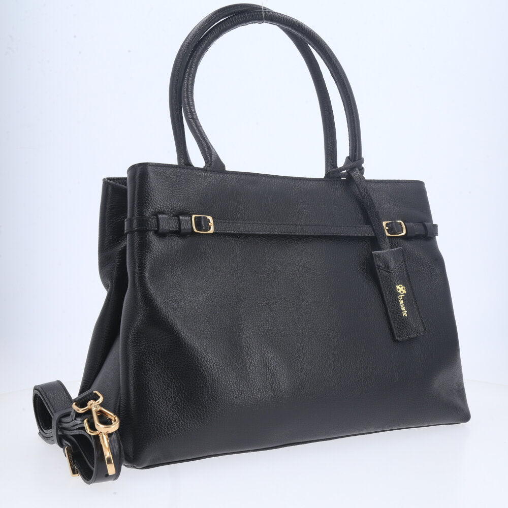 Bolsa Tote em Couro com Alça Dupla Removível Preto