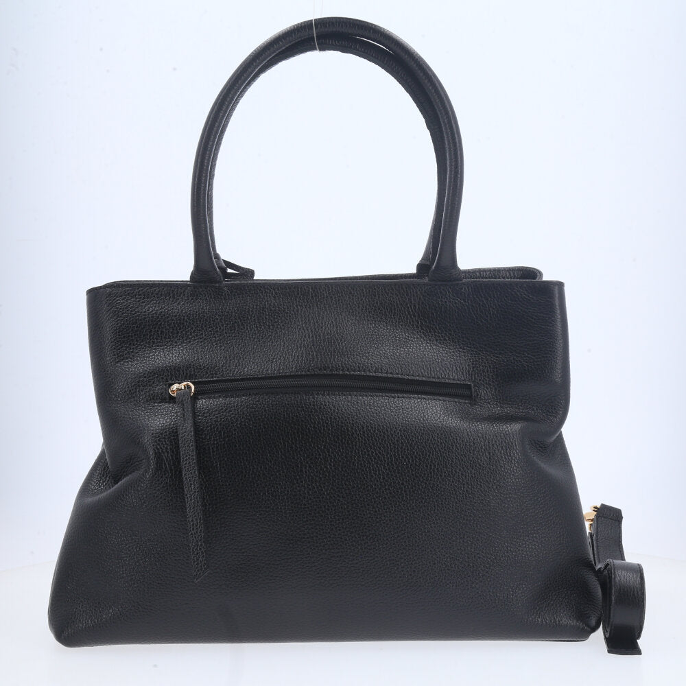 Bolsa Tote em Couro com Alça Dupla Removível Preto
