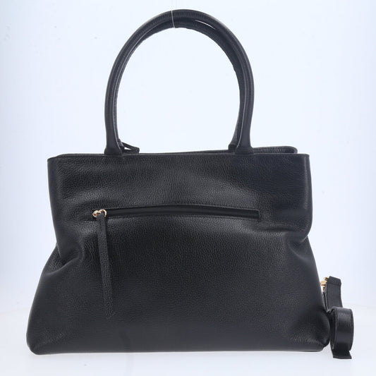 Bolsa Tote em Couro com Alça Dupla Removível Preto