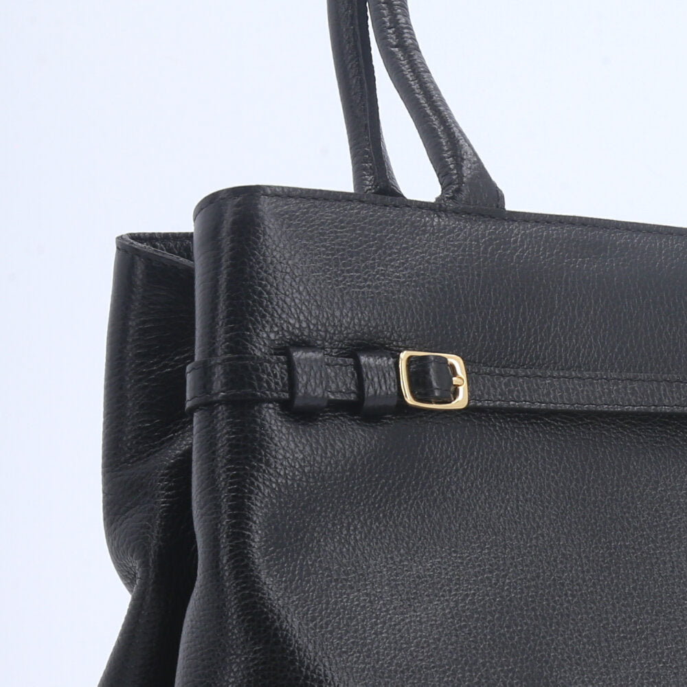 Bolsa Tote em Couro com Alça Dupla Removível Preto