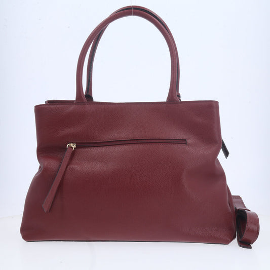 Bolsa Tote em Couro com Alça Dupla Removível Vinho