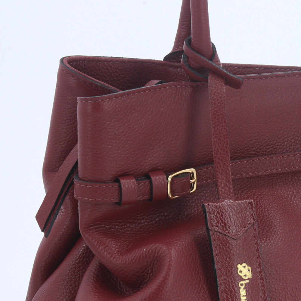 Bolsa Tote em Couro com Alça Dupla Removível Vinho