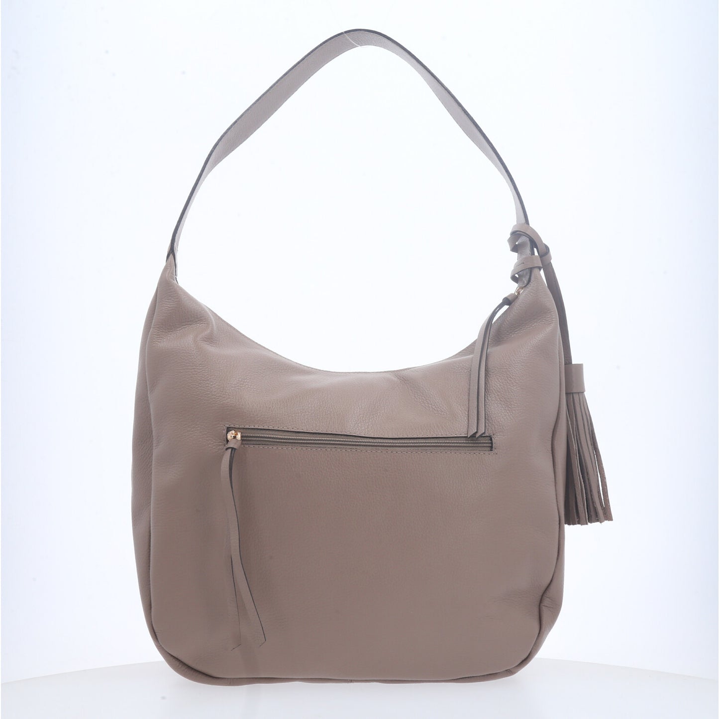 Bolsa Feminina de Ombro em Couro com Bolsos Frontais e Alça Regulável Caqui
