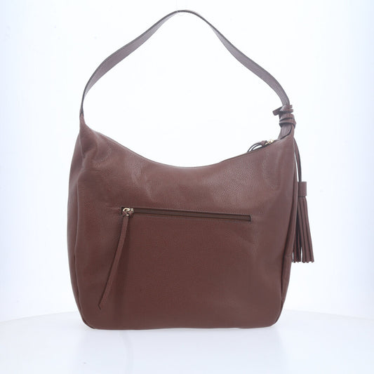 Bolsa Feminina de Ombro em Couro com Bolsos Frontais e Alça Regulável Marrom
