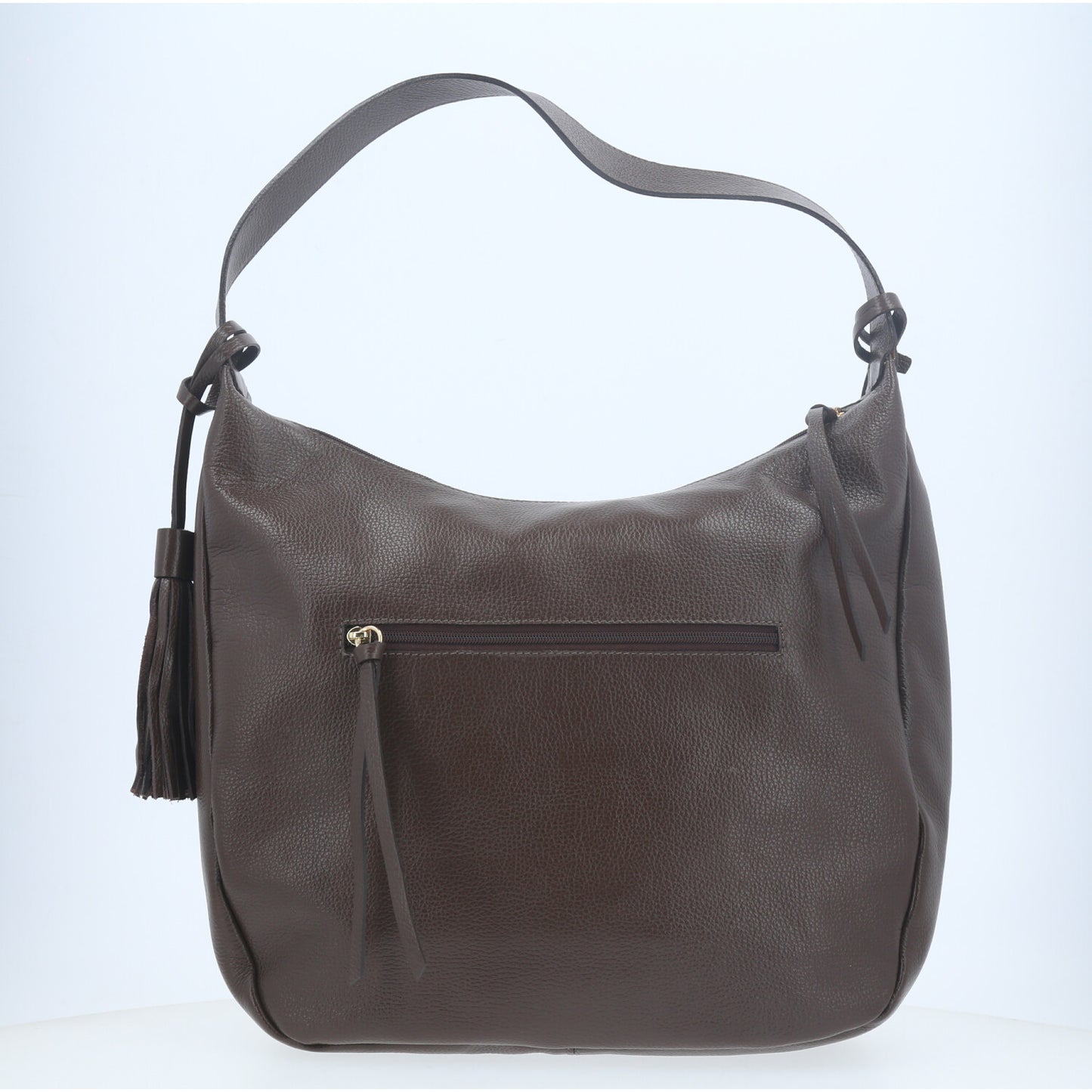 Bolsa Feminina de Ombro em Couro com Bolsos Frontais e Alça Regulável Marrom escuro
