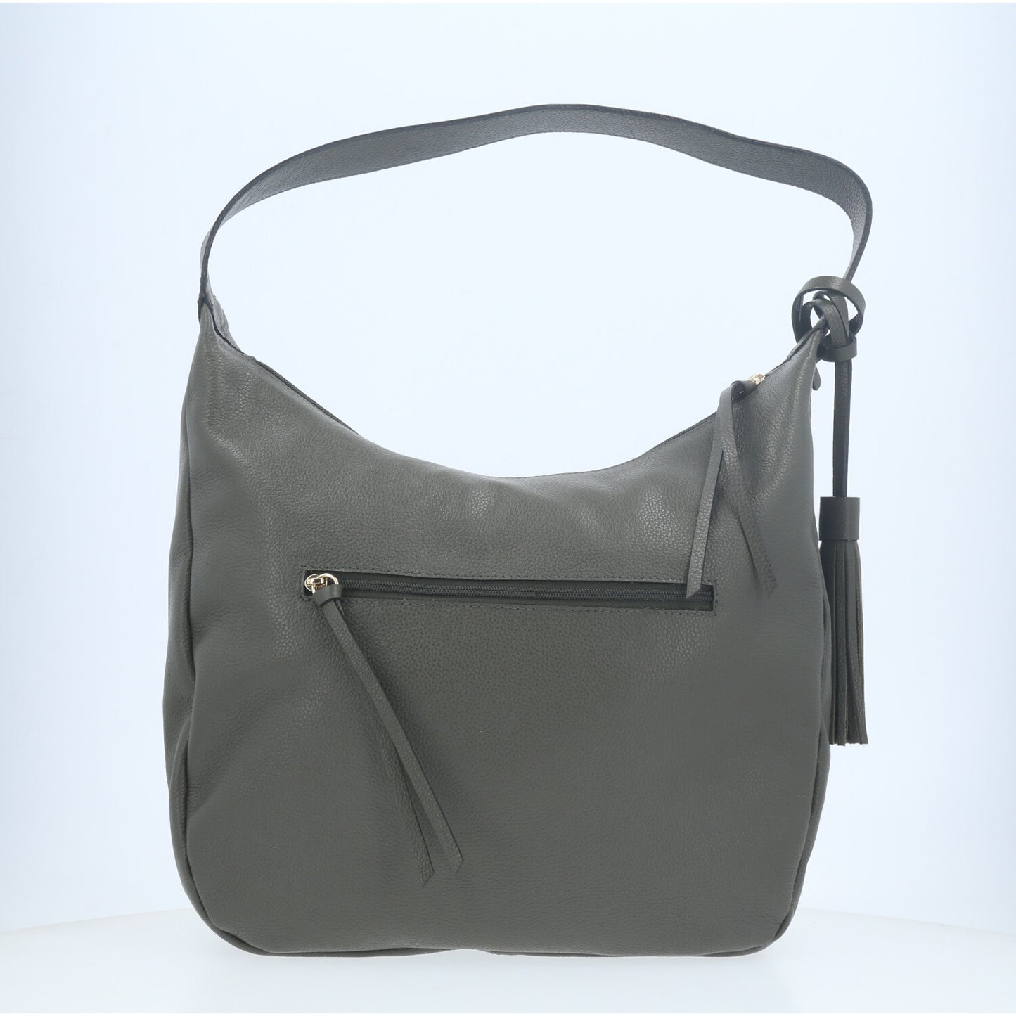 Bolsa Feminina de Ombro em Couro com Bolsos Frontais e Alça Regulável Verde escuro